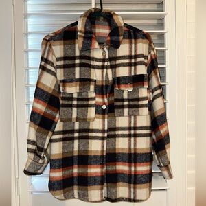 Plaid Flannel Jacket with Front Pockets